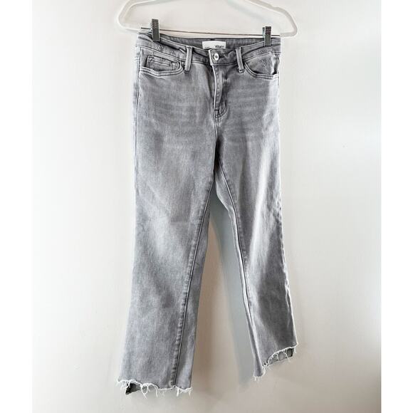 Vervet High Rise Raw Hem Cropped Ankle Straight Leg Slim Jeans Gray Wash 27 / 4 - Picture 7 of 10